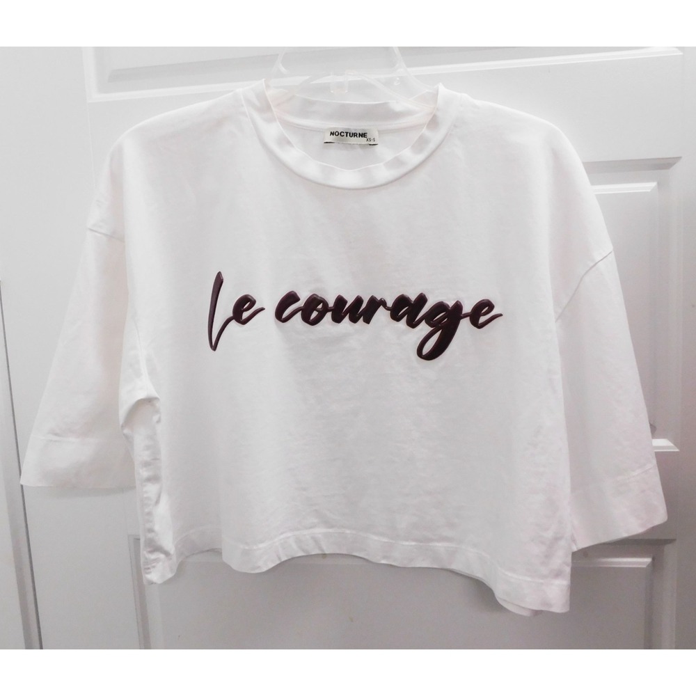 Nocturne Le Courage White Crop Top Shirt sz S